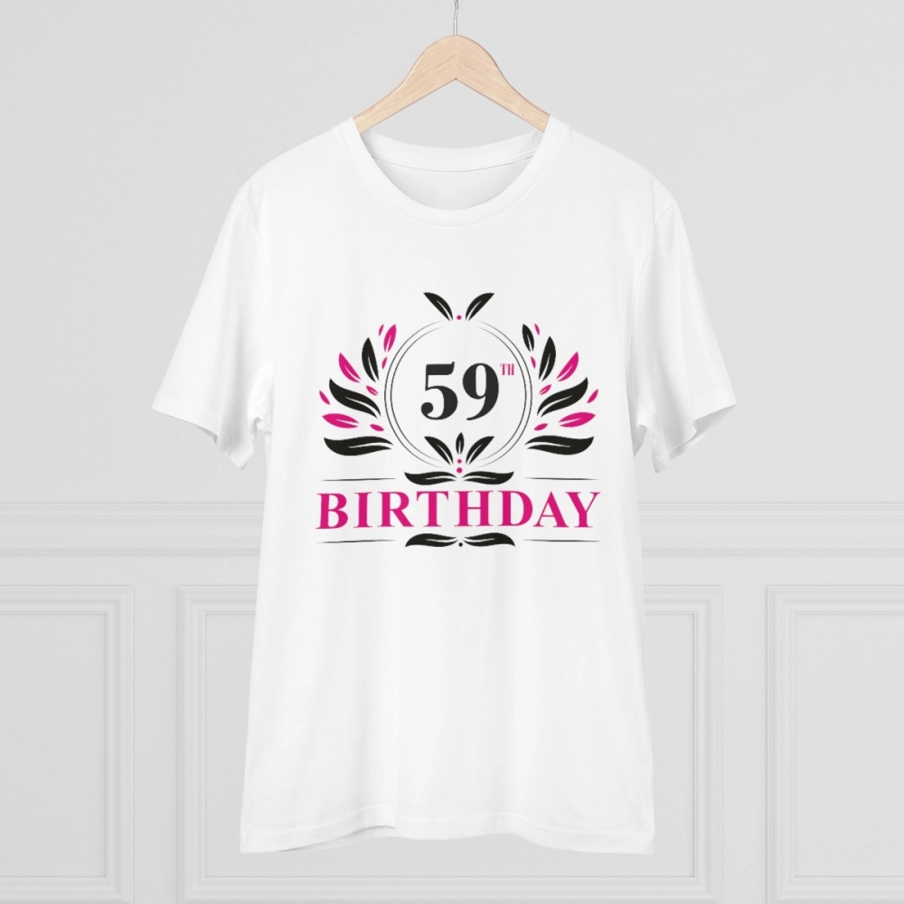 Generic Men's PC Cotton 59th Birthday Printed T Shirt (Color: White, Thread Count: 180GSM) - Image 5