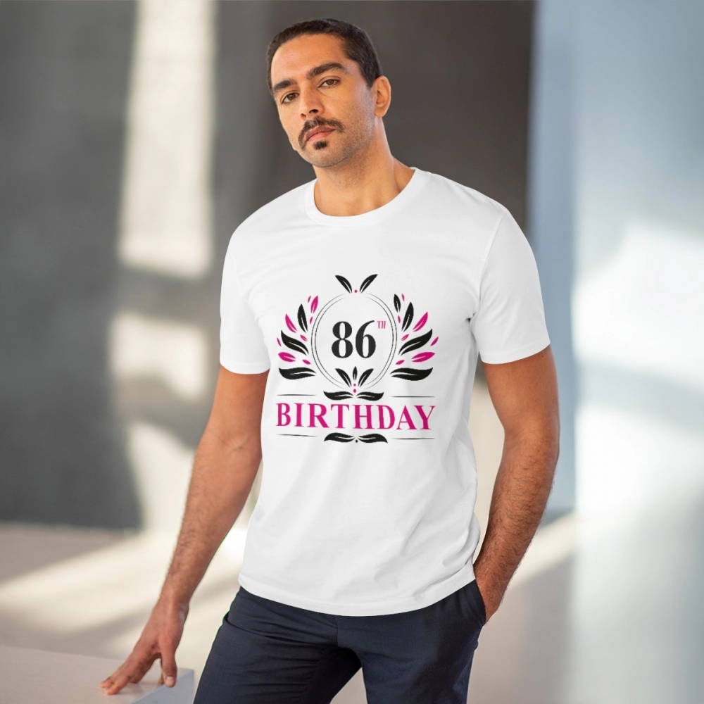 Generic Men's PC Cotton 86th Birthday Printed T Shirt (Color: White, Thread Count: 180GSM) - Image 2