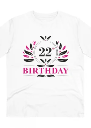 Generic Men's PC Cotton 22nd Birthday Printed T Shirt (Color: White, Thread Count: 180GSM)