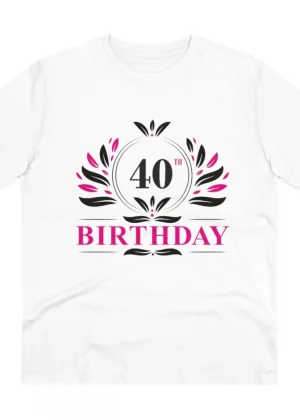 Generic Men's PC Cotton 40th Birthday Printed T Shirt (Color: White, Thread Count: 180GSM)