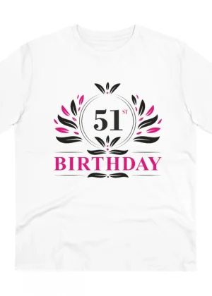 Generic Men's PC Cotton 51st Birthday Printed T Shirt (Color: White, Thread Count: 180GSM)