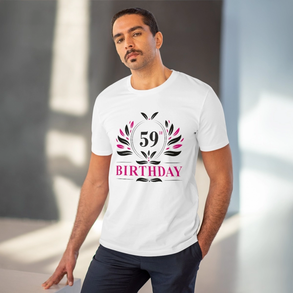 Generic Men's PC Cotton 59th Birthday Printed T Shirt (Color: White, Thread Count: 180GSM) - Image 2