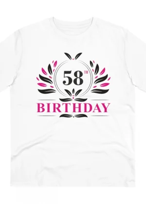 Generic Men's PC Cotton 58th Birthday Printed T Shirt (Color: White, Thread Count: 180GSM)