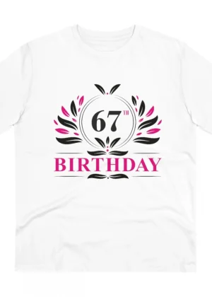 Generic Men's PC Cotton 67th Birthday Printed T Shirt (Color: White, Thread Count: 180GSM)
