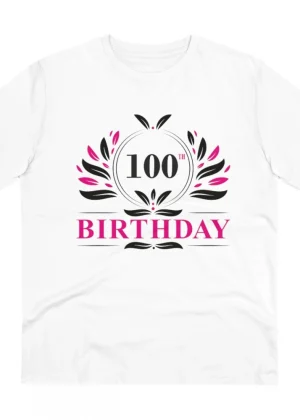 Generic Men's PC Cotton 100th Birthday Printed T Shirt (Color: White, Thread Count: 180GSM)