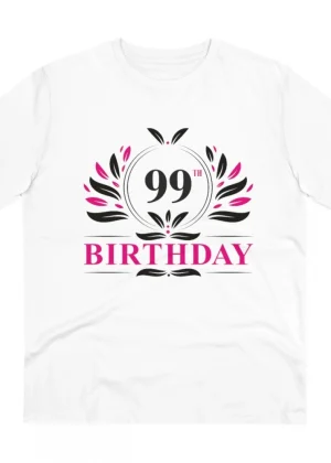 Generic Men's PC Cotton 99th Birthday Printed T Shirt (Color: White, Thread Count: 180GSM)