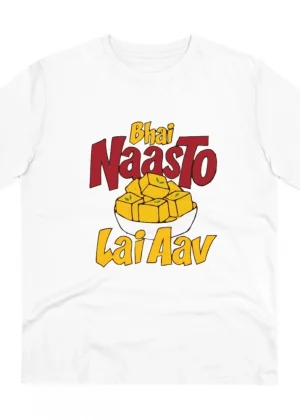 Generic Men's PC Cotton Bhai Nasto Lai Aav Printed T Shirt (Color: White, Thread Count: 180GSM)