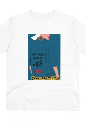 Generic Men's PC Cotton Not Your Regular Naari Printed T Shirt (Color: White, Thread Count: 180GSM)