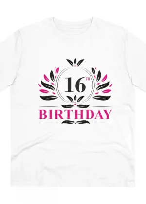 Generic Men's PC Cotton 16th Birthday Printed T Shirt (Color: White, Thread Count: 180GSM)