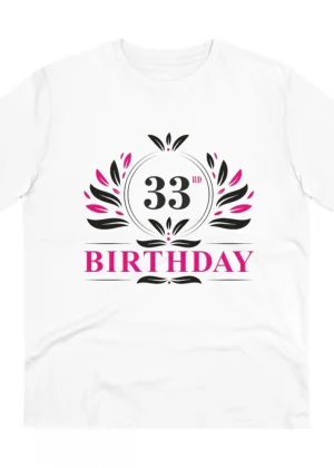 Generic Men's PC Cotton 33rd Birthday Printed T Shirt (Color: White, Thread Count: 180GSM)