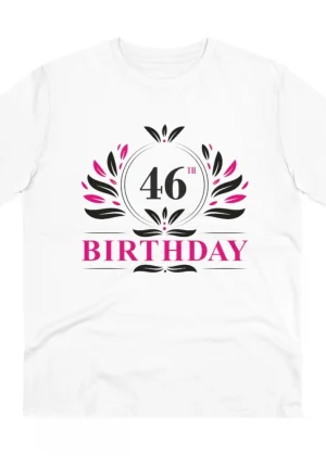Generic Men's PC Cotton 46th Birthday Printed T Shirt (Color: White, Thread Count: 180GSM)