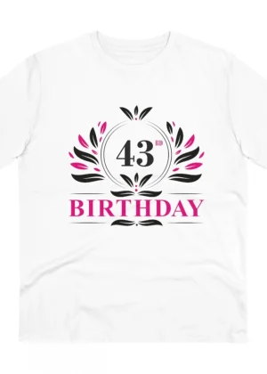 Generic Men's PC Cotton 43rd Birthday Printed T Shirt (Color: White, Thread Count: 180GSM)