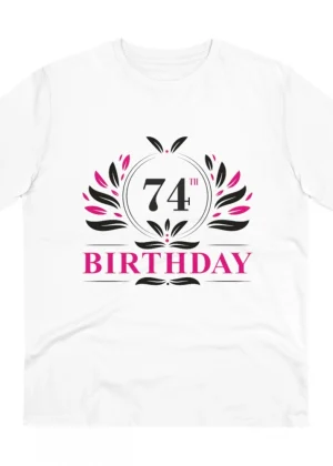 Generic Men's PC Cotton 74th Birthday Printed T Shirt (Color: White, Thread Count: 180GSM)