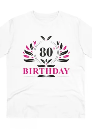 Generic Men's PC Cotton 80th Birthday Printed T Shirt (Color: White, Thread Count: 180GSM)