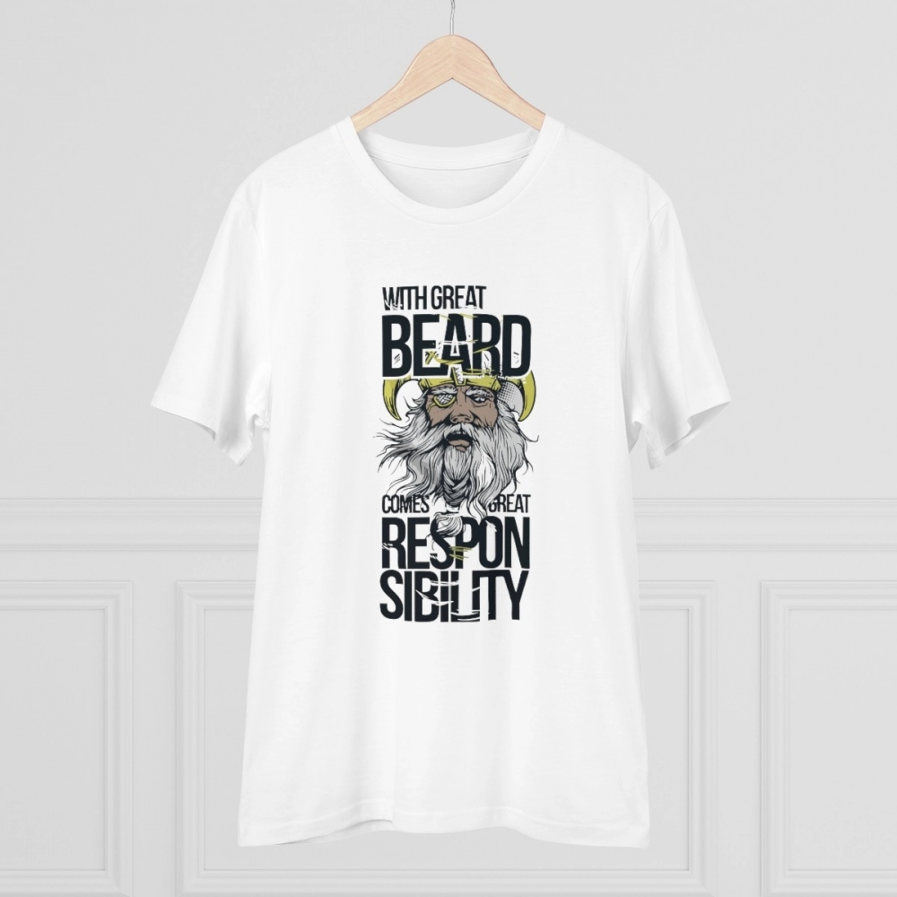 Generic Men's PC Cotton With Great Beard Comes Printed T Shirt (Color: White, Thread Count: 180GSM) - Image 5