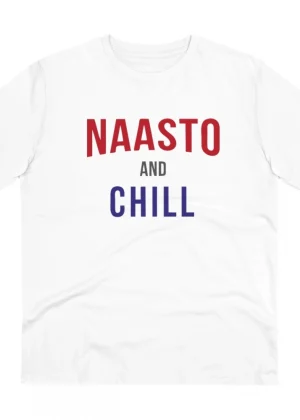 Generic Men's PC Cotton Nasto And Chill Printed T Shirt (Color: White, Thread Count: 180GSM)