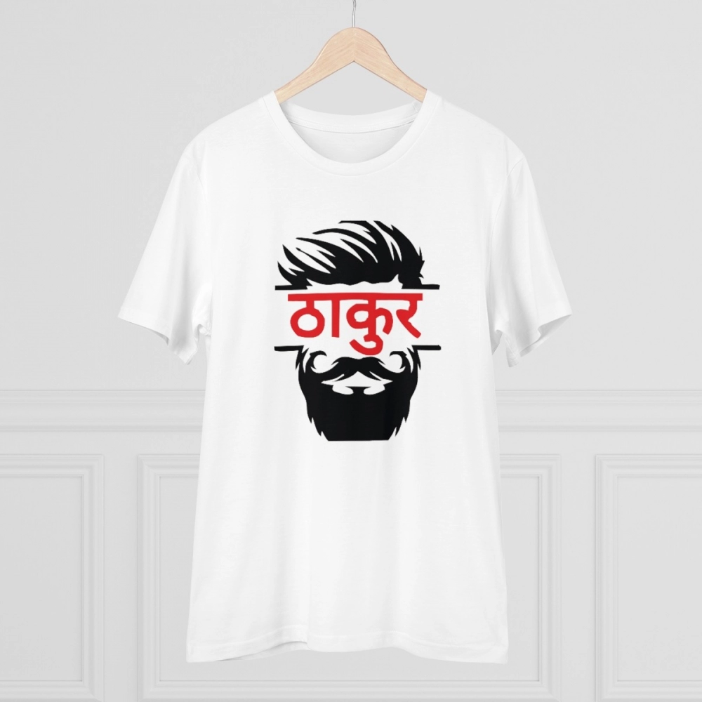 Generic Men's PC Cotton Thakur Printed T Shirt (Color: White, Thread Count: 180GSM) - Image 5