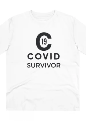 Generic Men's PC Cotton Covid 19 Survivor Printed T Shirt (Color: White, Thread Count: 180GSM)
