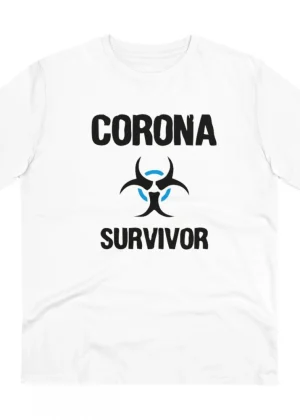 Generic Men's PC Cotton Corona Survivor Printed T Shirt (Color: White, Thread Count: 180GSM)