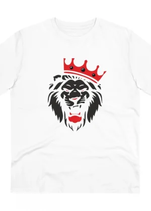 Generic Men's PC Cotton Lion Logo Printed T Shirt (Color: White, Thread Count: 180GSM)