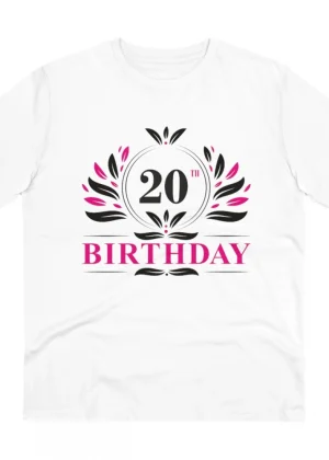 Generic Men's PC Cotton 20th Birthday Printed T Shirt (Color: White, Thread Count: 180GSM)