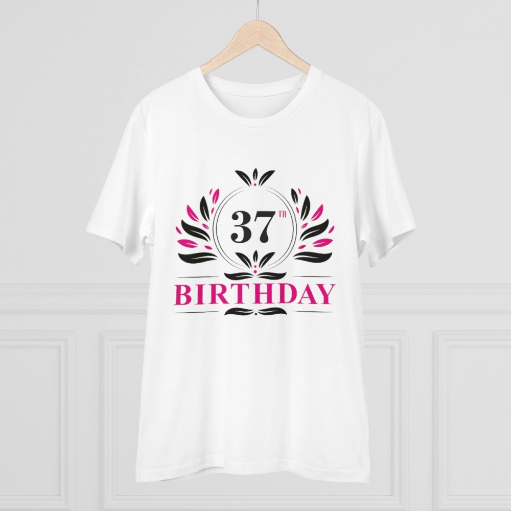 Generic Men's PC Cotton 37th Birthday Printed T Shirt (Color: White, Thread Count: 180GSM) - Image 5