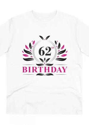 Generic Men's PC Cotton 62nd Birthday Printed T Shirt (Color: White, Thread Count: 180GSM)