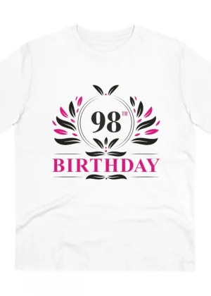 Generic Men's PC Cotton 98th Birthday Printed T Shirt (Color: White, Thread Count: 180GSM)