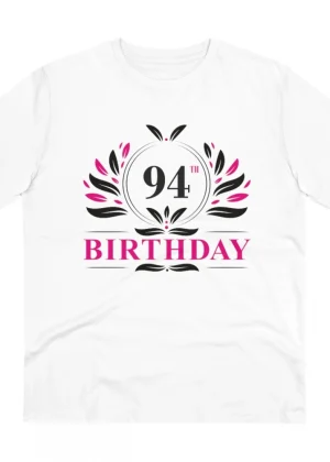 Generic Men's PC Cotton 94th Birthday Printed T Shirt (Color: White, Thread Count: 180GSM)