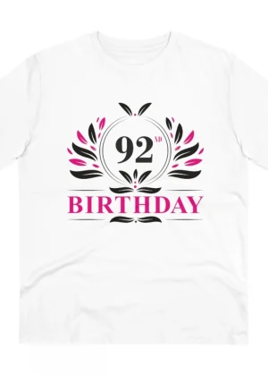 Generic Men's PC Cotton 92nd Birthday Printed T Shirt (Color: White, Thread Count: 180GSM)