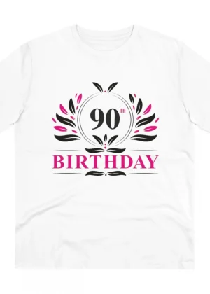 Generic Men's PC Cotton 90th Birthday Printed T Shirt (Color: White, Thread Count: 180GSM)