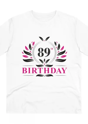 Generic Men's PC Cotton 89th Birthday Printed T Shirt (Color: White, Thread Count: 180GSM)