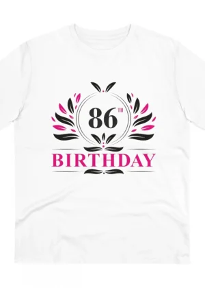 Generic Men's PC Cotton 86th Birthday Printed T Shirt (Color: White, Thread Count: 180GSM)