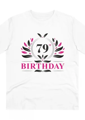 Generic Men's PC Cotton 79th Birthday Printed T Shirt (Color: White, Thread Count: 180GSM)