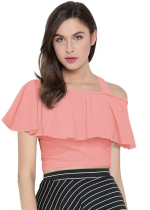 Generic Women's Western Wear Hosiery Crop Top (Peach)