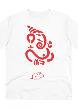 Generic Men's PC Cotton Ganesh Printed T Shirt (Color: White, Thread Count: 180GSM)