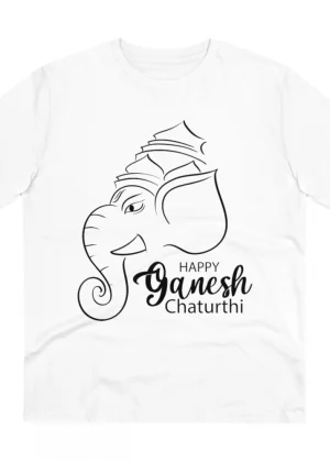 Generic Men's PC Cotton Ganesh Printed T Shirt (Color: White, Thread Count: 180GSM)