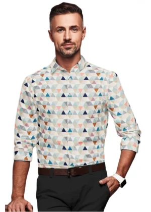 Generic Men's Cotton Blended Printed Full Sleeve Shirt (Multicolor)