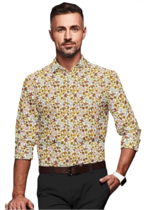 Generic Men's Cotton Blended Printed Full Sleeve Shirt (Multicolor)