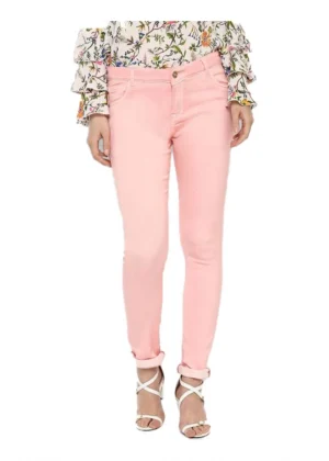 Generic Women's Denim Solid Buttoned Jeans (Pink)