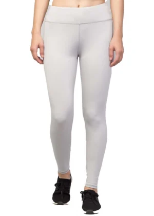Generic Women's Polyester Solid Ankle Length High-Rise Tights (Light Grey)