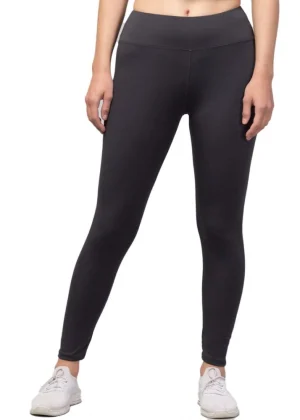 Generic Women's Polyester Solid Ankle Length High-Rise Tights (Grey)