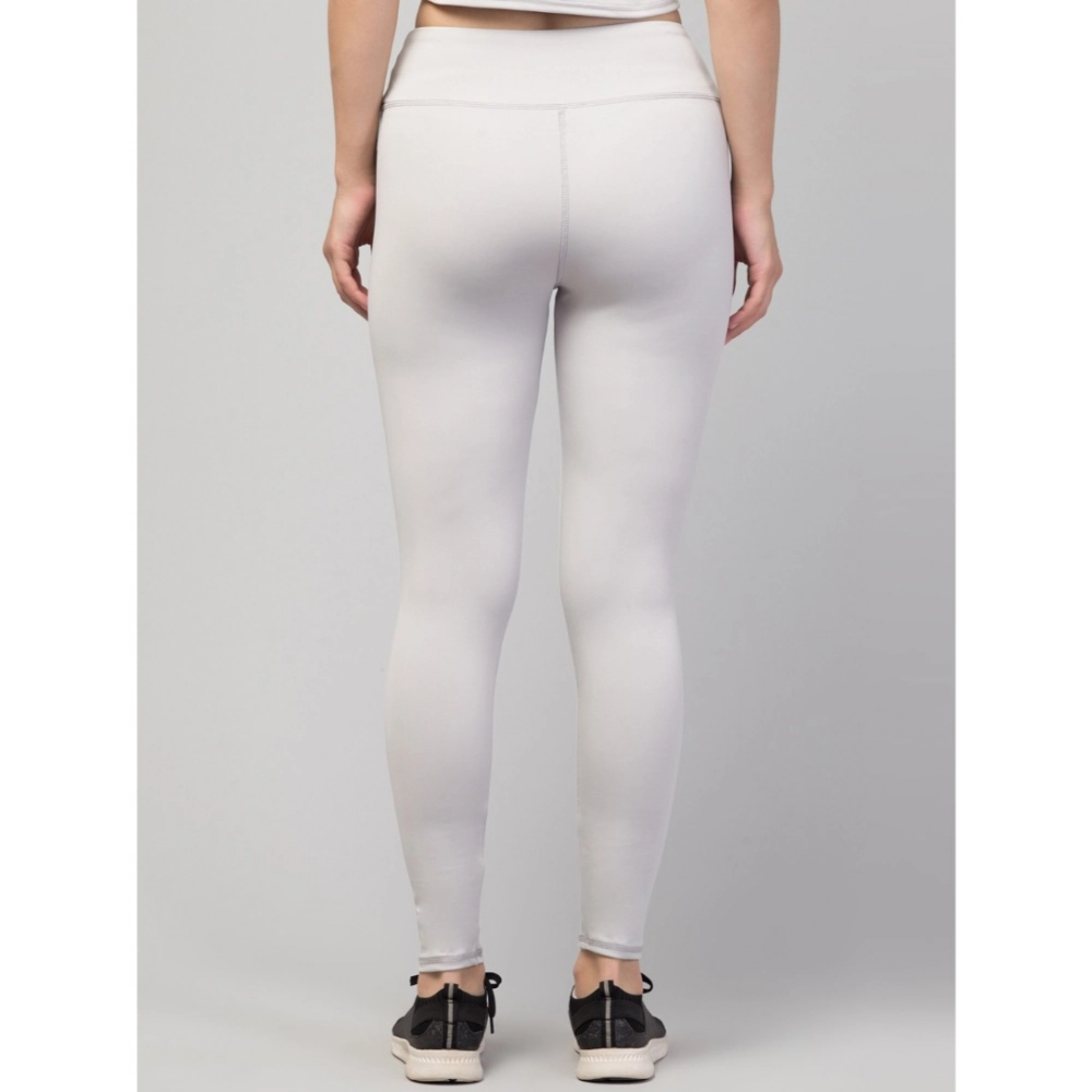 Generic Women's Polyester Solid Ankle Length High-Rise Tights (Light Grey) - Image 2