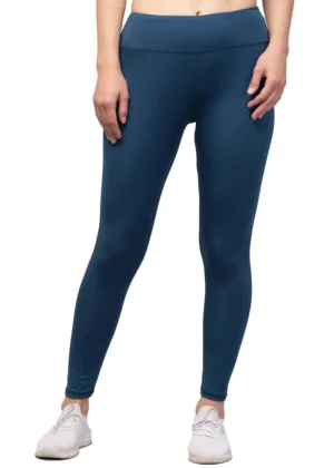 Generic Women's Polyester Solid Ankle Length High-Rise Tights (Teal)
