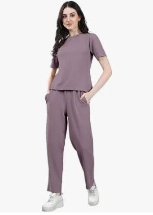 Womens Lycra Solid Co-Ords Set| Top And Trouser Set|Casual Co-Ords Set |Two Piece Co-Ord Set|Top Pant Set