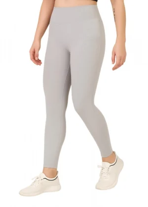 Generic Women's Polyester Solid Ankle length High Waisted Tights (Grey)