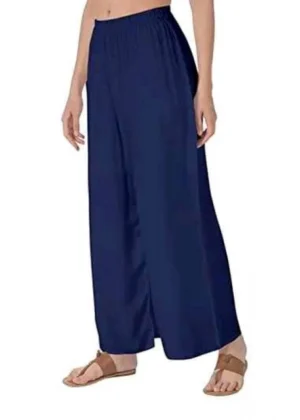 Generic Women's Casual Rayon Solid Ankle Length Palazzo (Navy Blue , Free Size)