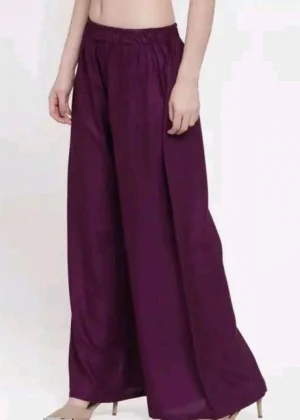 Generic Women's Casual Rayon Solid Ankle Length Palazzo (Purple, Free Size)