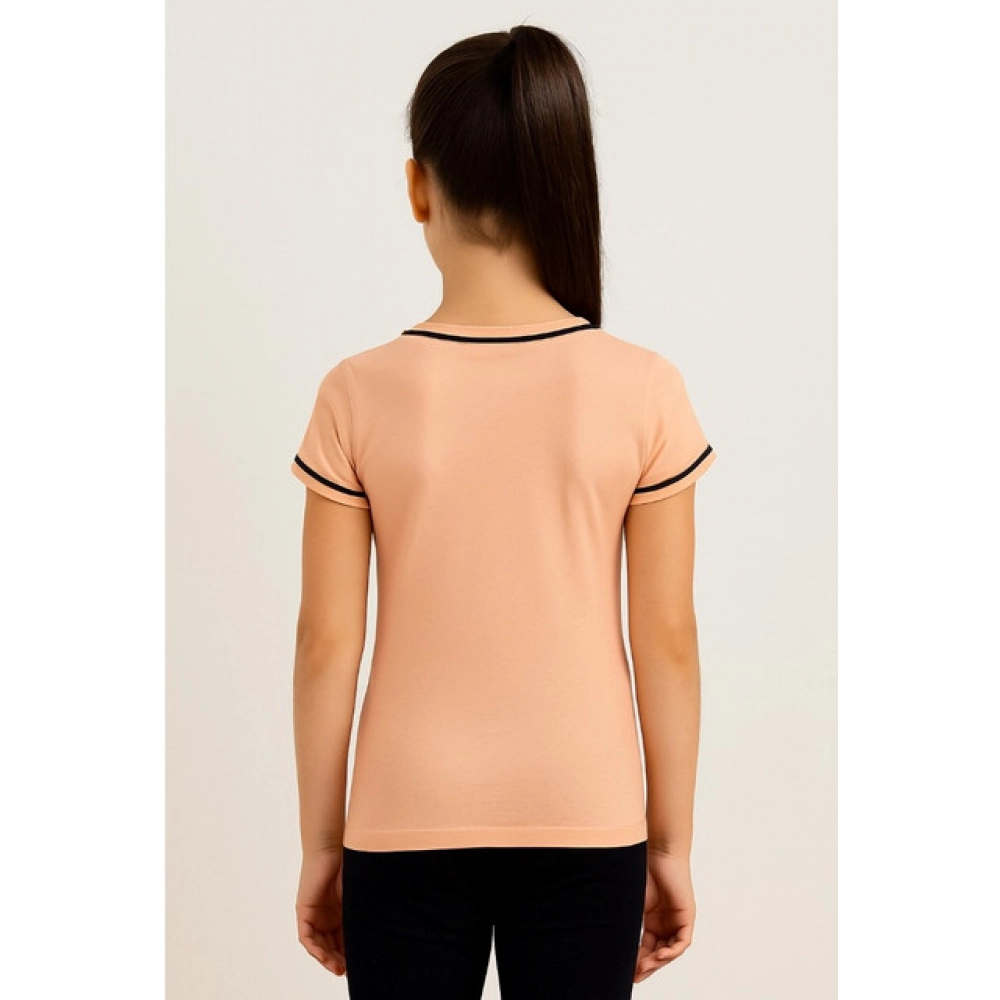 Generic Girl's Cotton Printeded Round Neck T-Shirt (Sandal Beach) - Image 2