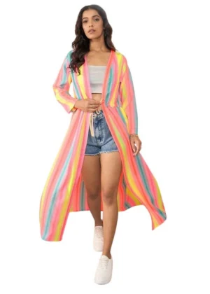 Generic Women's Polyester Crepe Printed Long Sleeves Shrug (Multicolor)